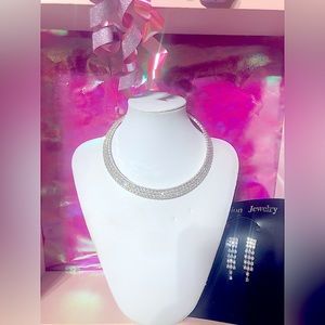 Diamond necklace and earrings set